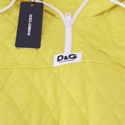 Dolce & Gabbana Yellow Nylon Quilted Hooded Pullover Jacket