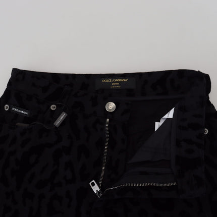 Dolce & Gabbana Black Denim Cotton Stretch Hot Pants Shorts