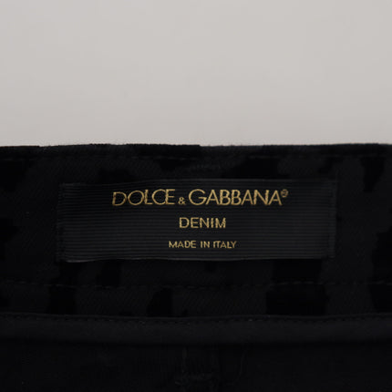 Dolce & Gabbana Black Denim Cotton Stretch Hot Pants Shorts