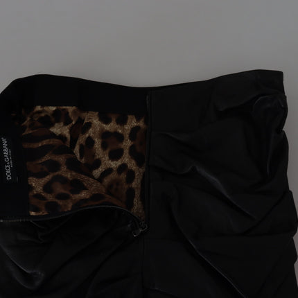 Dolce & Gabbana Black Lambskin Leather A-line Mini Skirt
