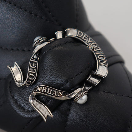 Dolce & Gabbana Black Devotion Quilted Buckled Ankle Boots Shoes