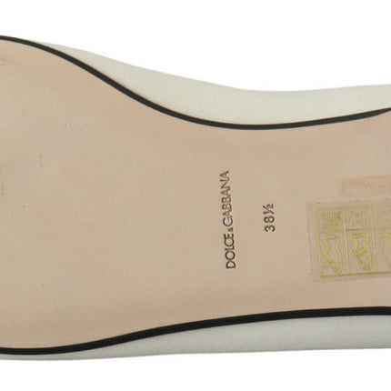 Dolce & Gabbana White Velvet Slip Ons Loafers Flats Shoes