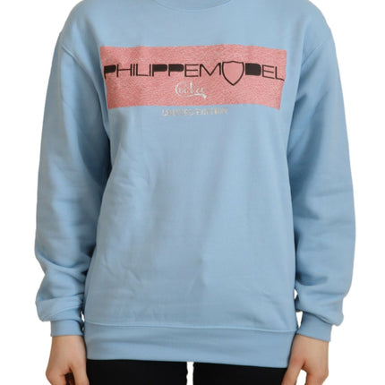 Philippe Model Light Blue Logo Printed Long Sleeves Sweater