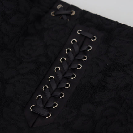 Dolce & Gabbana Black Brocade Mini Above Knee Pencil Skirt