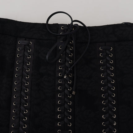 Dolce & Gabbana Black Brocade Mini Above Knee Pencil Skirt