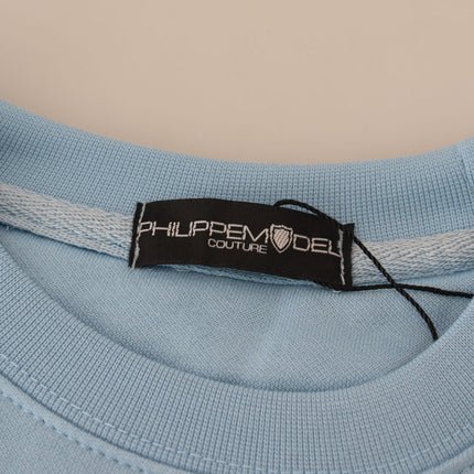 Philippe Model Light Blue Logo Printed Long Sleeves Sweater