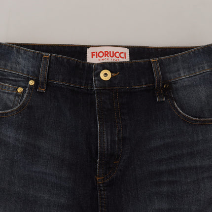 Fiorucci Dark Blue Washed Mid Waist Pencil Cut Denim Skirt