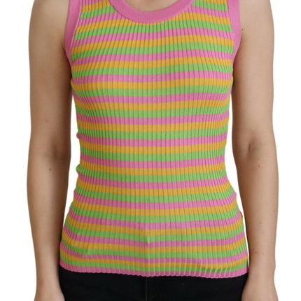 Dolce & Gabbana Multicolor Silk Vest Pullover Tank Top