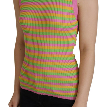 Dolce & Gabbana Multicolor Silk Vest Pullover Tank Top