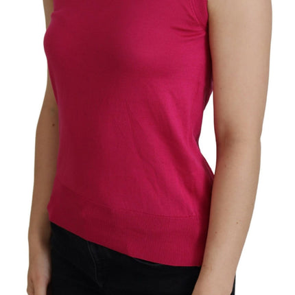 Dolce & Gabbana Pink Silk Vest Pullover Crewneck Tank Top