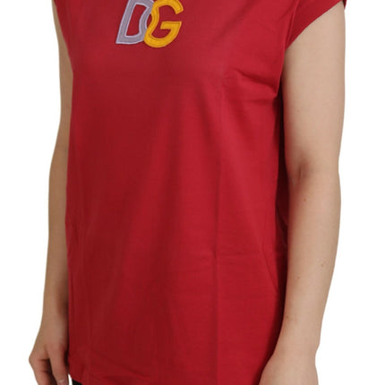 Dolce & Gabbana Red Cotton DG Logo Tank Top T-shirt