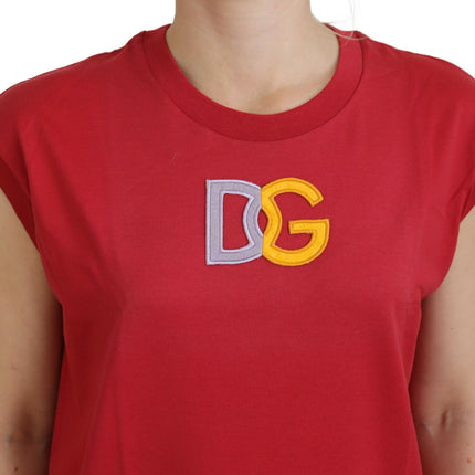 Dolce & Gabbana Red Cotton DG Logo Tank Top T-shirt