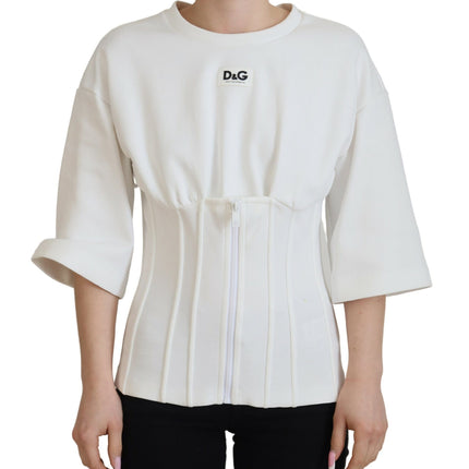 Dolce & Gabbana White Corset Stretch Cotton Top T-shirt