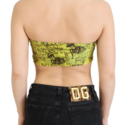John Galliano Yellow Newspaper Print Cropped Blouse