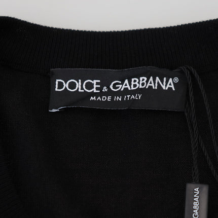 Dolce & Gabbana Black Floral Lace Button Cardigan Sweater