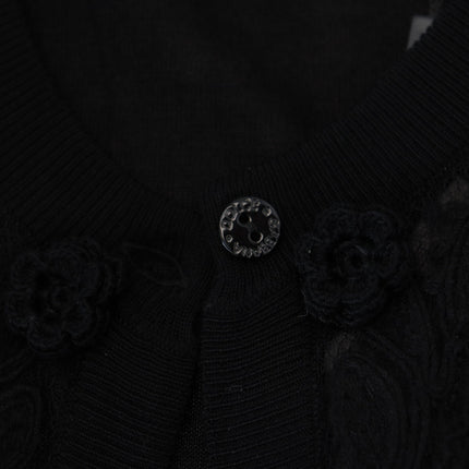 Dolce & Gabbana Black Floral Lace Button Cardigan Sweater