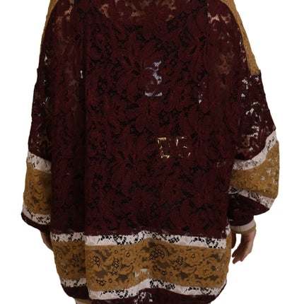 Dolce & Gabbana Multicolor Lace V-neck Pullover Sweater
