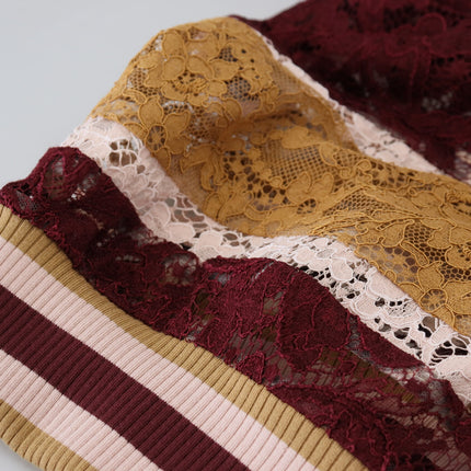 Dolce & Gabbana Multicolor Lace V-neck Pullover Sweater