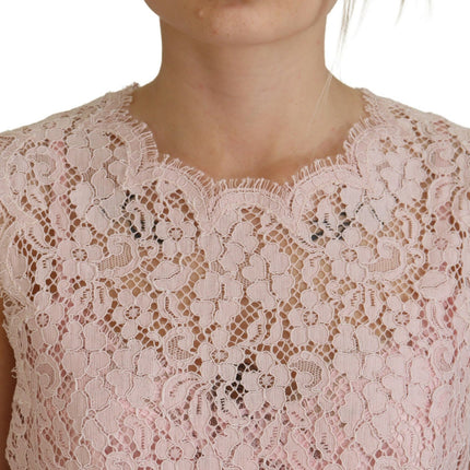 Dolce & Gabbana Pink Floral Lace Sleeveless Tank Blouse Top