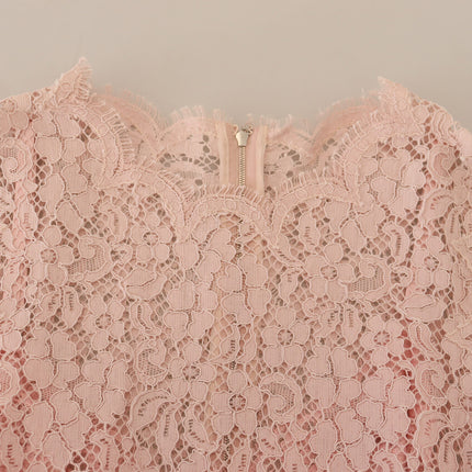 Dolce & Gabbana Pink Floral Lace Sleeveless Tank Blouse Top