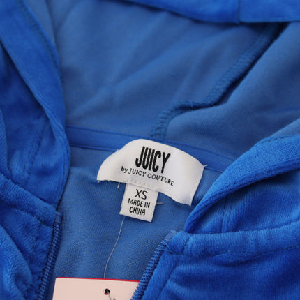 Juicy Couture Blue Cotton Full Zip Cropped Hooded Sweatshirt Sweater