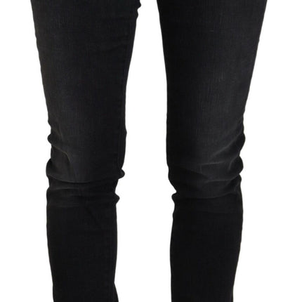 Acht Black Cotton Low Waist Slim Fit Women Casual Denim Jeans