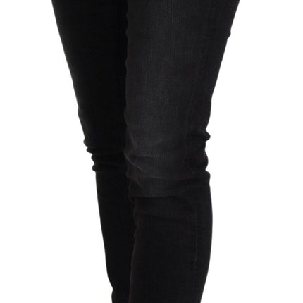 Acht Black Cotton Low Waist Slim Fit Women Casual Denim Jeans