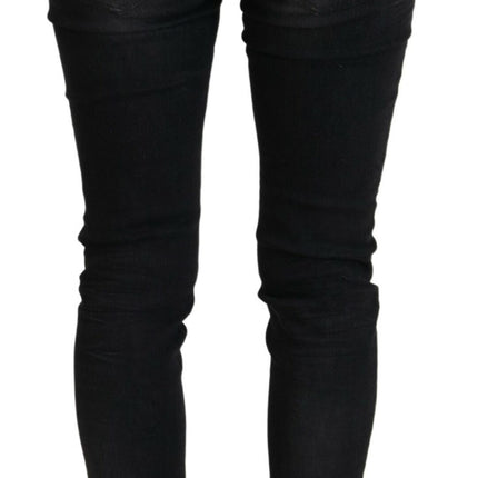 Acht Black Cotton Low Waist Slim Fit Women Casual Denim Jeans