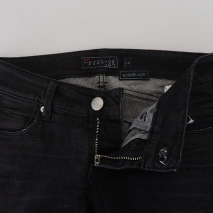 Acht Black Cotton Low Waist Slim Fit Women Casual Denim Jeans