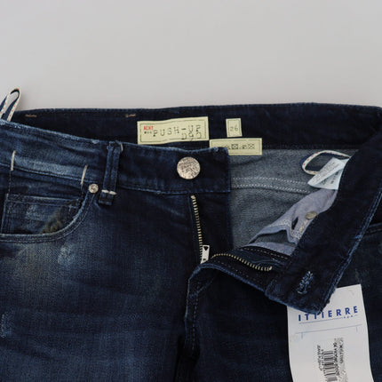 Acht Blue Cotton Low Waist Slim Fit Women Casual Denim Jeans