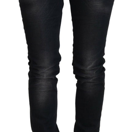 Acht Black Washed Cotton Skinny Women Casual Denim Jeans