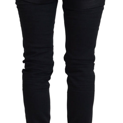 Acht Black Washed Cotton Skinny Women Casual Denim Jeans