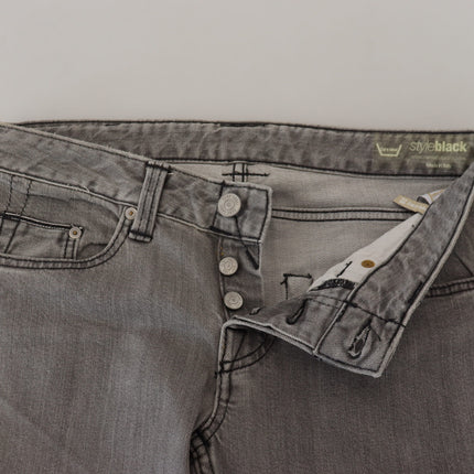 Care Label Gray Washed Cotton Skinny Women Casual Denim Jeans