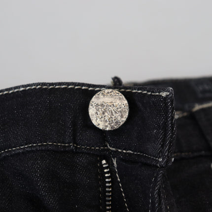 Acht Black Washed Mid Waist Tapered Women Casual Denim Jeans
