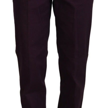 BENCIVENGA Purple Cotton Mid Waist Women Tapered Pants