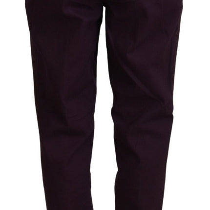 BENCIVENGA Purple Cotton Mid Waist Women Tapered Pants