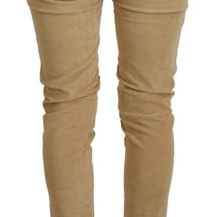 Acht Brown Cotton Corduroy Low Waist Women Casual Jeans