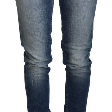 Acht Blue Washed Cotton Low Waist Women Casual Jeans