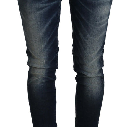 Acht Blue Washed Cotton Slim Fit Women Denim Jeans