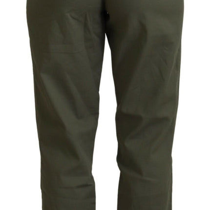 LAUREL Green Cotton High Waist Women Tapered Pants
