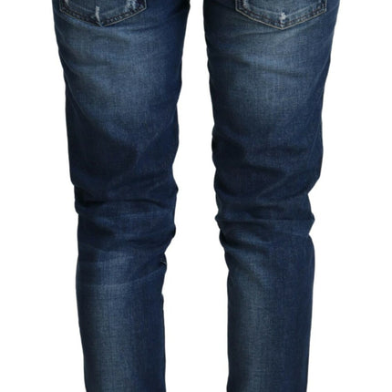 Acht Blue Washed Cotton Slim Fit Women Denim Jeans