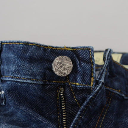 Acht Blue Washed Cotton Slim Fit Women Denim Jeans