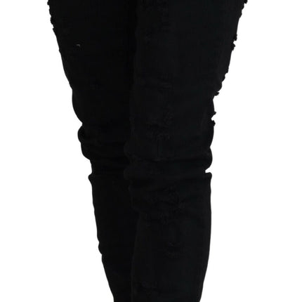 John Galliano Black Cotton Mid Waist Skinny Slim Fit Denim Jeans