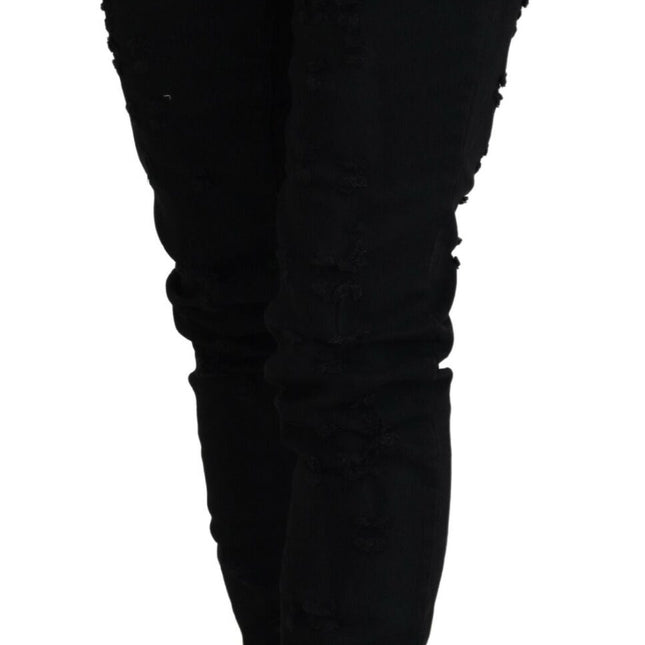 John Galliano Black Cotton Mid Waist Skinny Slim Fit Denim Jeans