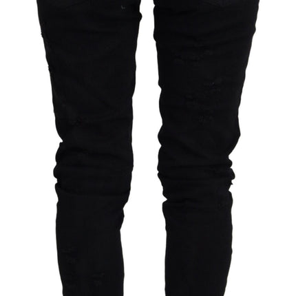 John Galliano Black Cotton Mid Waist Skinny Slim Fit Denim Jeans