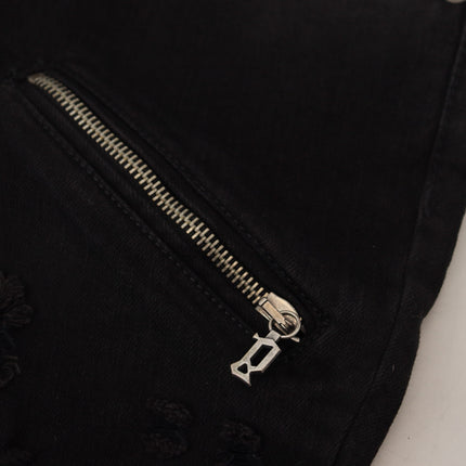 John Galliano Black Cotton Mid Waist Skinny Slim Fit Denim Jeans