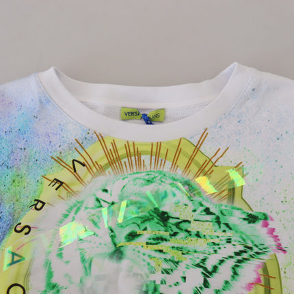 Versace Jeans White Graphic Print Long Sleeves Sweater