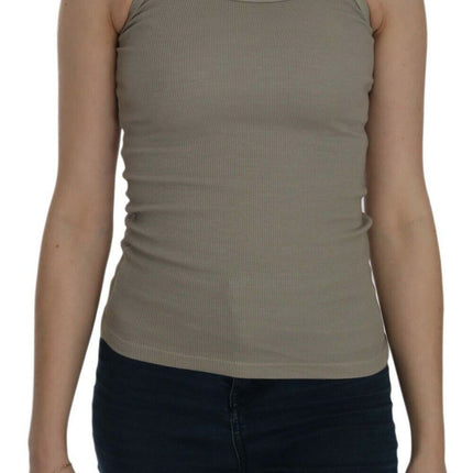 PINK MEMORIES Beige Sleeveless Spaghetti Strap Tank Blouse