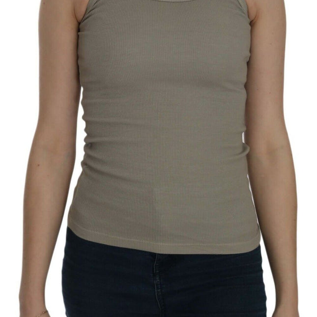 PINK MEMORIES Beige Sleeveless Spaghetti Strap Tank Blouse