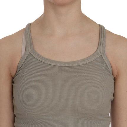 PINK MEMORIES Beige Sleeveless Spaghetti Strap Tank Blouse
